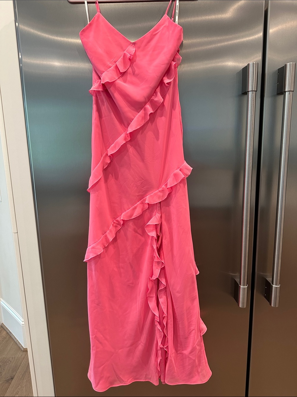 Birdy Grey Hot Pink Ruffle Slip Gown